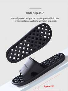 Sandalias antideslizantes para el baño, de estilo simple en blanco y negro, de PVC hueco y transpirable, de secado rápido, para parejas en casa - zapatillas - Ver 13