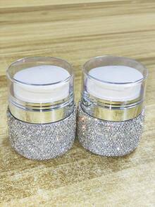 1pc 50ml Vacuum Pump Cream Bottle, Highly Attractive Shiny Artificial Rhinestone Emulsion Cream Dispenser, Travel Portable, Suitable For Liquid Creative Cosmetic Gift - View 8