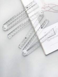 1 chiếc thước gấp bằng acrylic trong suốt sáng tạo, thước kẻ nhựa có vạch chia tối giản để vẽ kỹ thuật. - Thước gấp - Xem 1