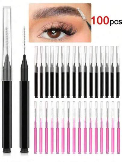 Bộ 100/50/20/30/5 cọ kẻ lông mày mini dùng một lần, cọ chuốt mascara siêu nhỏ linh hoạt, dụng cụ trang điểm, cọ nhuộm lông mày, nâng mi, nối mi.