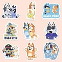 Bluey Conjunto de 103 adesivos fofos, adesivos de vinil à prova d'água, ideais para garrafas de água, cadernos, álbuns de recortes, decoração DIY, para meninos. - Ver 5