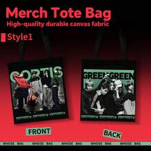 2pcs CORTI/S CRT Canvas Bags, Double-Sided CORTI Green & Red Printed, Durable Canvas, Large Capacity Reusable Tote Bags, Suitable For COER Fans Daily Commute And Shopping, Designed For JAMES/JUHOON/KEONHO/SEONGHYEON/Park Woo-Joo "COLOR OUTSIDE THE LINES GREEN RED What You Want GO!" CORTI/S Debut K-Pop 5th Gen Boy Group - Multicolor - View 13