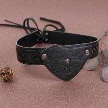 Vintage Embossed Compass PU Leather Eye Patch, Adjustable Lace-Up Pirate Eye Patch For Men, LARP, Renaissance Fair And Halloween Costume,Party - A - View 10