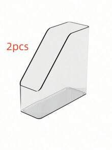 Estantería de escritorio de almacenamiento transparente, estantería de almacenamiento de archivos de acrílico reforzado, estantería de almacenamiento de escritorio multifuncional para oficina, estantería de papelería para estudiantes, caja de almacenamiento de sujetalibros, adecuada para uso diario, decoraciones para diversas ocasiones, regalos de Navidad, regalos festivos, etc. - Multicolor - Ver 12