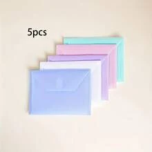 5pcs A7 Size Muted Color Matte Plastic Envelopes With Self-Adhesive Closure - Durable Document Folders Suitable For Files, Receipts, Checks, Passports - Multicolor - View 9