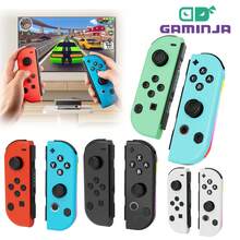 GAMINJA For Switch Joy-Con 無線遊戲控制器，RGB 燈光、震動、鮮豔燈光、動作感應、藍牙、3D 搖桿控制、無漂移，適用於 Switch 遊戲主機 L/R 控制器，附喚醒截圖功能 - 查看 1