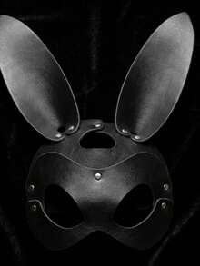2pcs Gothic Fox Ear & Rabbit Mask Collar Set, Faux Leather Half Face Mask With Rivets, Black PU Leather Heart Choker, Sexy Cosplay Accessories, Fox & Rabbit Mask Suitable For Halloween Party, Valentine's Day, Roleplay, Boudoir Photography - Multicolor - View 14