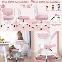 Primy Desk Chair Pink Study Chair for Boys Girls with Height Adjustable Swivel Mesh Task Student Chairs for 4-12 Growing Teen Office Chair for Home/School/Office Pink - rosa - Ver 1