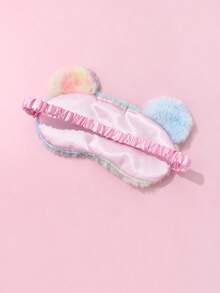 1pc Girls' Gradient Color Polyester Plush Fabric Cute Elastic Band Sleep Eye Mask, Random Color - Multicolor - View 5
