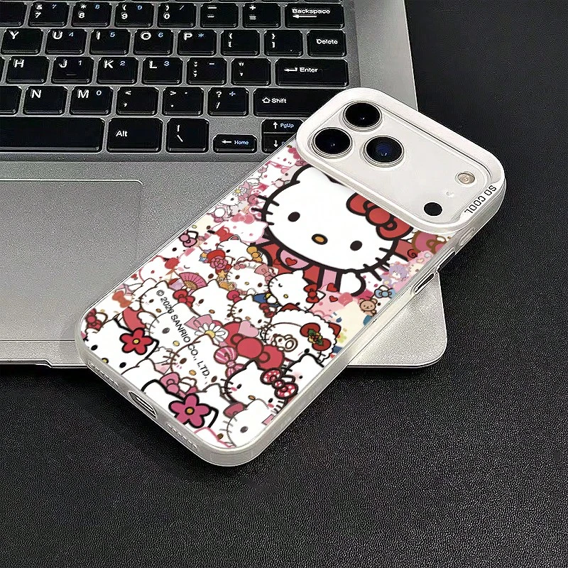 Funda para teléfono Sanrio, estilo dulce japonés de Hello Kitty, diseño de alta calidad, adecuada para iPhone 17 Pro, 12 Pro, 14 Pro Max, 16 Pro Max, IP17, 16 Plus, 15 Pro Max, IP16, 14 Plus, 15 Pro, IP14, 13 Pro Max, 17 Air, 12 y 11. Bonita funda protectora de dibujos animados para chicas, carcasa a prueba de caídas. - Blanco - Ver 1