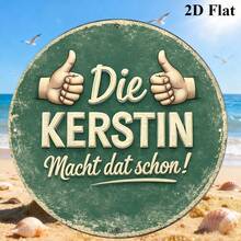 20.32 X 20.32 Cm Round Vintage-Style Plaque With "Kerstin Macht Dat Schon" Text, Positive Decorative Accent Suitable For Living Room, Bedroom, Kitchen, Study, Office, And Cafe (Random Hole Position) - A - View 7