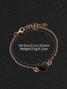2pcs/Set Jam Tangan Silikon Wanita dengan Dial Angka Elegan, Jam Tangan Quartz + Gelang Berbentuk Hati (Kotak Jam Tangan Tidak Termasuk) - Hitam - View 6
