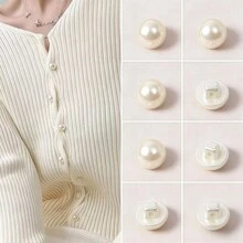 100pcs Mushroom Pearl Buttons, Round Decorative Buttons Suitable For Shirts, Cardigans, Cheongsam, Hanfu, DIY Sewing Clothing Accessories - 100pcs - View 3
