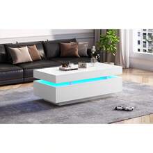100 X 50 X 35 Cm Coffee Table With 2 Drawers / High-Gloss Side Table / Load Capacity 30 Kg / Easy To Assemble And Easy To Clean / Suitable For Living Rooms, Bedrooms And Apartments - 白色 - 查看 11