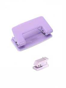 1 pieza/2 piezas Perforadora de unicolor (orificio redondo de 6 mm de diámetro), perforadora manual portátil con forma de macaron, juego de perforadora de un/doble orificio, adecuada para suministros de encuadernación de oficina, diarios escolares, álbumes de recortes y temporada de regreso a clases. - Multicolor - Ver 23