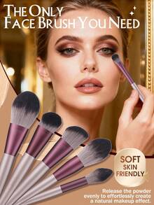 12 piezas Juego de brochas de maquillaje con diseño de uva morada - Multicolor - Ver 3