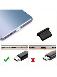 10/20 piezas Tapón antipolvo USB-C - Cubiertas flexibles y suaves a prueba de polvo para teléfonos inteligentes, tabletas, cámaras, lectores electrónicos, negro y blanco, resistente a los arañazos, diseño minimalista, protección duradera - Talla única - Ver 8