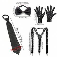 1/4 piezas D EXCEED Conjunto de accesorios disco de los años 70 para hombres, corbata de lentejuelas adecuada para cóctel, evento formal, fiesta de disfraces, fiesta disco, actuación en el escenario - Multicolor - Ver 11