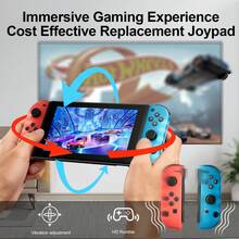 GAMINJA For Switch Joy-Con 無線遊戲控制器，RGB 燈光、震動、鮮豔燈光、動作感應、藍牙、3D 搖桿控制、無漂移，適用於 Switch 遊戲主機 L/R 控制器，附喚醒截圖功能 - 查看 5