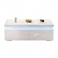 95*45*35cm Coffee Table / Modern Minimalist Table / Coffee Table With 2 Drawers / High-Gloss Sofa Table / Load Capacity 50 Kg / Suitable For Living Rooms, Offices And Apartments - White - View 10
