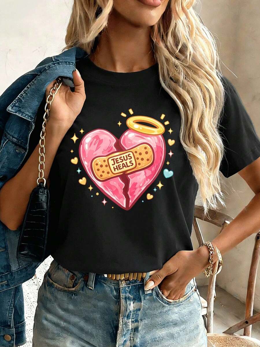 Dam-T-shirts - Svart - Visa 1