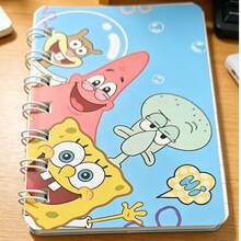 SpongeBob SquarePants 1 cuốn sổ tay bìa xoắn A7, hình hoạt hình, dày dặn, thích hợp cho việc ghi chép và viết lách. - Nhiều màu - Xem 6