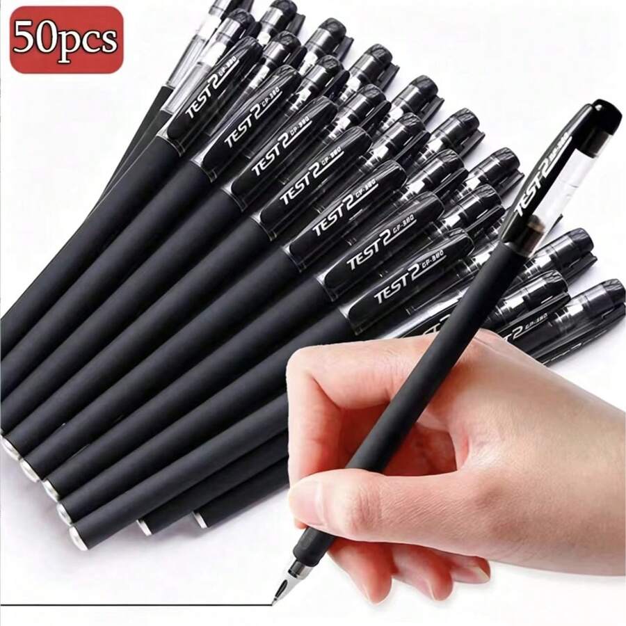 50 bút bi gel đen mờ, viết trơn tru, không lem mực, đa chức năng, phù hợp cho viết hàng ngày, kiểm tra chữ ký, đồ dùng học tập cho học sinh, đồ dùng văn phòng cho giáo viên. - Bộ - Xem 1