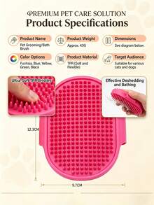 1 pieza/Cepillo para aseo y baño de mascotas con cerdas de silicona suaves - Uso en seco y húmedo, herramienta de masaje y eliminación de pelo muerto para perros y gatos/La herramienta de baño relajante definitiva para mascotas - Cerdas cónicas de silicona suave para una experiencia de aseo y baño sin dolor - Ver 7