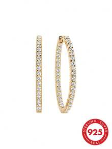 Đôi bông tai nhỏ bằng bạc sterling 925 cao cấp, tinh tế, đính đá Cubic Zirconia vĩnh cửu dành cho nữ. - Bông tai vòng Zircon - Xem 1