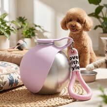 Botella de agua portátil de 2 en 1 para perros pequeños, de acero inoxidable y silicona a prueba de fugas - Multicolor - Ver 3