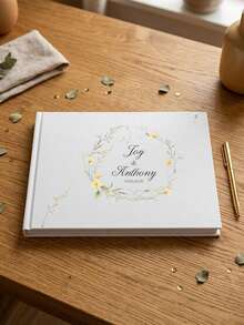 Sổ lưu niệm đám cưới thiết kế hoa văn màu nước theo yêu cầu, sổ lưu niệm cá nhân hóa với tên cô dâu chú rể và ngày cưới, sổ lưu niệm đám cưới thiết kế hoa, kỷ niệm đám cưới độc đáo phù hợp cho các cặp đôi mới cưới. - Nhiều màu - Xem 9