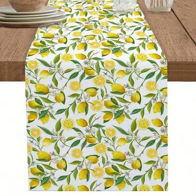 Khăn trải bàn hoa quả chanh vàng, trang trí bàn tiệc ngày lễ, có thể tái sử dụng, kiểu nhà nông thôn, thích hợp cho tiệc cưới, khăn trang trí bàn, tiệc trong nhà và ngoài trời.