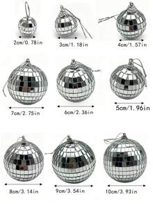 1 pieza Bola de discoteca 4D - Bola de discoteca surtida, bola de discoteca redonda de metal plateado adecuada para fiestas con tema de los años 70 y 80, decoraciones de cumpleaños, Año Nuevo, Halloween, vacaciones, bola de espejo de discoteca, bola de discoteca colgante divertida y genial de varios tamaños - Decoración de fiesta grande, diseño de fiesta, bola de espejo colgante para iluminación de discoteca para DJ, club, escenario, bar, fiesta de boda, decoración de vacaciones - Esfera de espejo de cristal - Ver 4