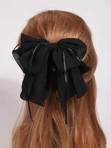 1 chiếc kẹp tóc đuôi ngựa hình nơ bằng vải organza, kẹp tóc thanh lịch Niche dành cho trang phục thường ngày. - màu đen - Xem 10