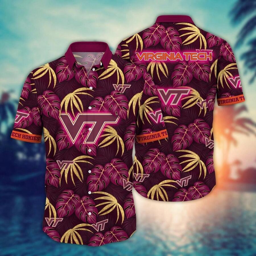Virginia Tech Hokies Flower Hawaii Shirt For Fans Ver 33 - 彩色 - 查看 1