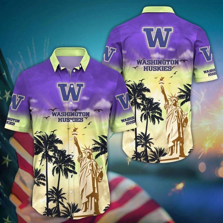 Washington Huskies  Flower Hawaii Shirt For Fans Ver 24 - Nhiều màu - Xem 1