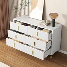 Elegant Sideboard With A Modern Design, Featuring Drawers, Ample Storage Space, And Gold Handles. - White - View 3