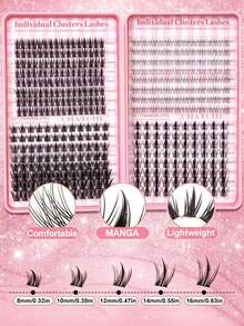 400pcs C-Curl Cartoon Style False Eyelashes, Pointed Cat Eye Shape, Natural Short Individual False Lashes, Soft & Fluffy. Suitable For Eyelash Extension And Makeup, Can Be Used With Other False Lashes. - C - View 3