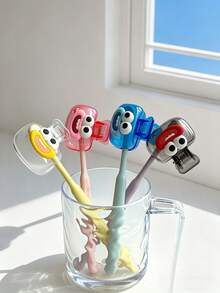 4pcs Toothbrush Head Storage Box, Portable Travel Toothbrush Protective Case With Drainage Hole And Stand - Multicolor - View 3