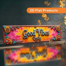 2D平面装饰画 - 复古风格标牌，上面写着“Good Vibes Only”（只有好心情），尺寸为10x40厘米（3.9x15.7英寸）。这款质朴的墙面装饰牌配有装饰框，易于悬挂在室内或室外，是家居或农场的理想礼物。 - A - 查看 6