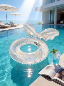Transparent Butterfly Inflatable Swimming Ring With Wings, Glitter Colorful Pool Float, Cute Summer Swimming Pool Toy, Suitable For Beach, Vacation, Party - Multicolor - View 7