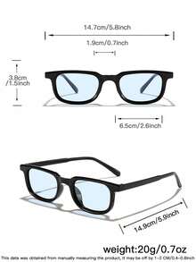 1副男士窄框方形时尚眼镜，经典黑色聚碳酸酯镜框，蓝色和茶色镜片，休闲风格，轻便，适合旅行和驾驶，带眼镜盒 - 彩色 - 查看 11