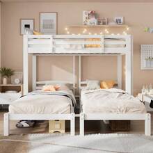 [29647677WAA] Triple Bunk Bed With Side Ladder For Children And Teenagers, White (90x200cm) - White - View 4