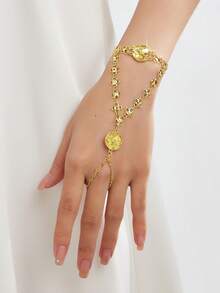Vòng tay mạ vàng hình mặt dây chuyền tỏa sáng của Mgyi Jewelry, vòng tay họa tiết Ả Rập sang trọng, trang sức cô dâu cho lễ cưới, Eid và các dịp đặc biệt. - PSBL-043 - Xem 1