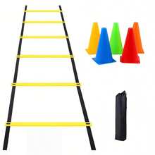 Adjustable Agility Ladder, Football Basketball Fitness Speed Training Ladder, Coordination & Agility Training Soft Ladder Equipment - Yellow - View 7