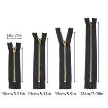 8/15/20Pcs #3 Closed End Brass Zipper, Copper Teeth Jeans Clothing Pants Zipper, Self-Locking - Multicolor - View 11