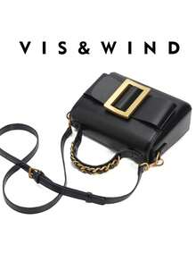 1 pieza Bolso de hombro de tela de PU de unicolor de primavera, bolso de hombro cuadrado de moda retro para mujer, diseño de asa superior única, cierre a presión, correa de hombro ajustable y desmontable para usar en el hombro o cruzado, adecuado para oficina, campus, trabajo, viajes y ocasiones casuales - Negro - Ver 6