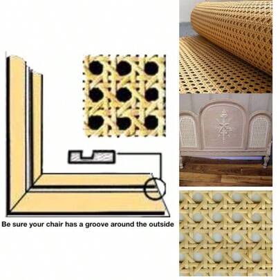 16 Width 1/2 Fine Open Caning Mesh Webbing For Pressed In Seat Repair Furniture Decor (4 Feet)