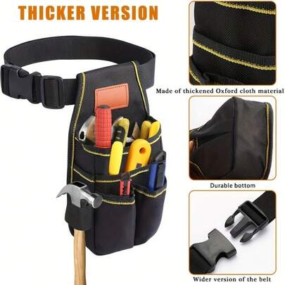 1 Set Multi-Functional Hardware Tool Kit With Belt, Universal Small Tool Box, Compact Tool Bag, Heavy-Duty Oxford Cloth, 12 Storage Compartments, Suitable For Electricians, Mechanics, Carpenters, Etc.
