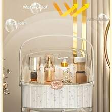 Organizador de cosméticos versátil con cajón - Caja de almacenamiento de plástico portátil para lápices labiales, mascarillas, brochas de maquillaje y joyas - Ideal para el mostrador del baño - Multicolor - Ver 3